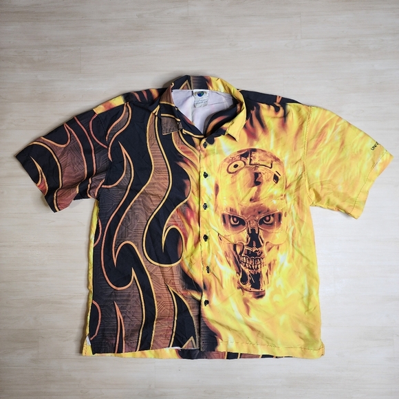 Vintage 90's Terminator 2 Shirt Rare Button Down T-shirt Universal Studios Retro